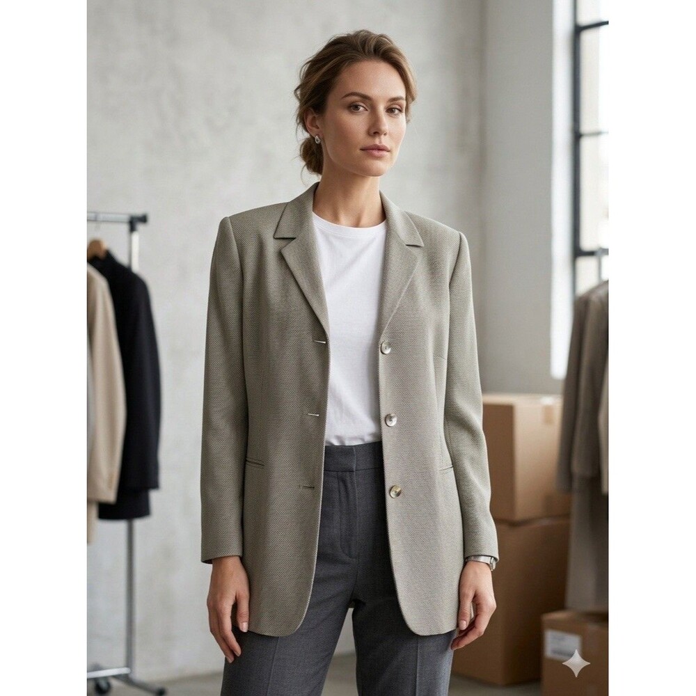 Tombolini Womens Blazer Jacket 100% Linen Italy Size 46 USA L Large